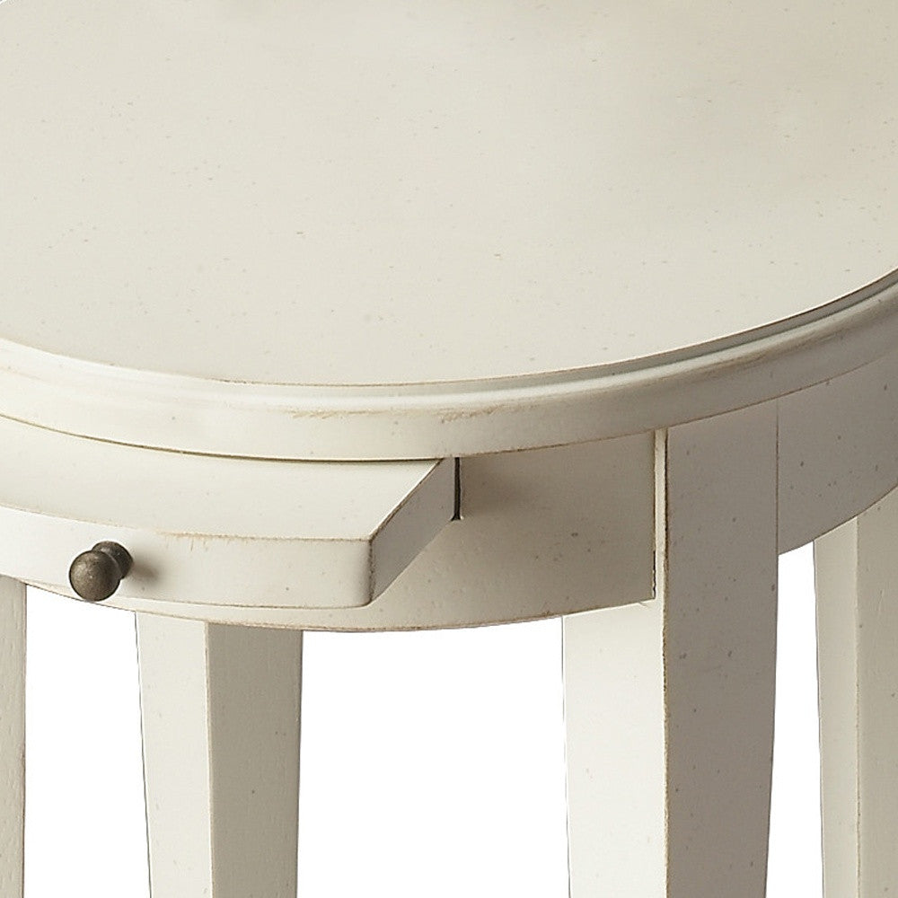 26" White Oval End Table With Shelf-End-Side Tables-DECOROLALA