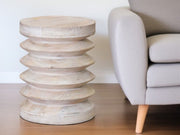 18" Brown Solid Wood Round End Table-End-Side Tables-DECOROLALA