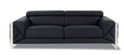 89" Black Italian Leather Sofa With Silver Legs-0