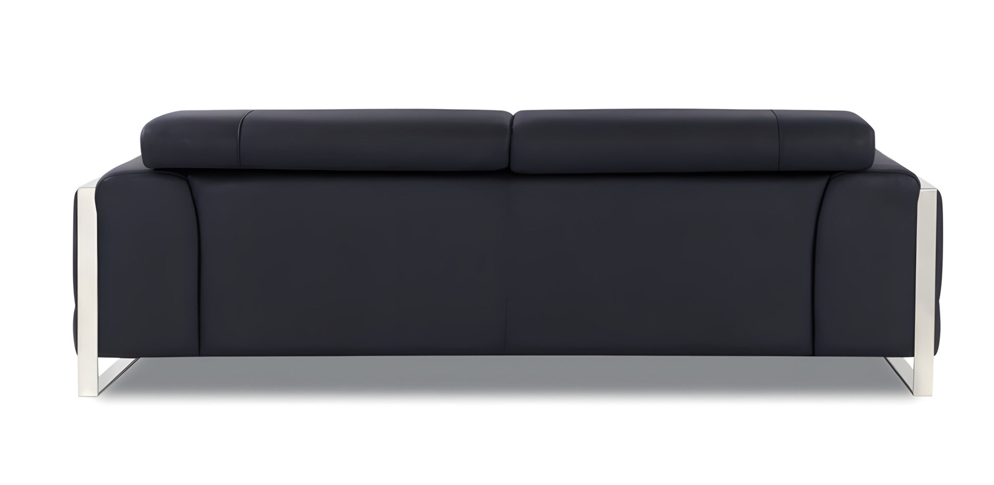 89" Black Italian Leather Sofa With Silver Legs-3