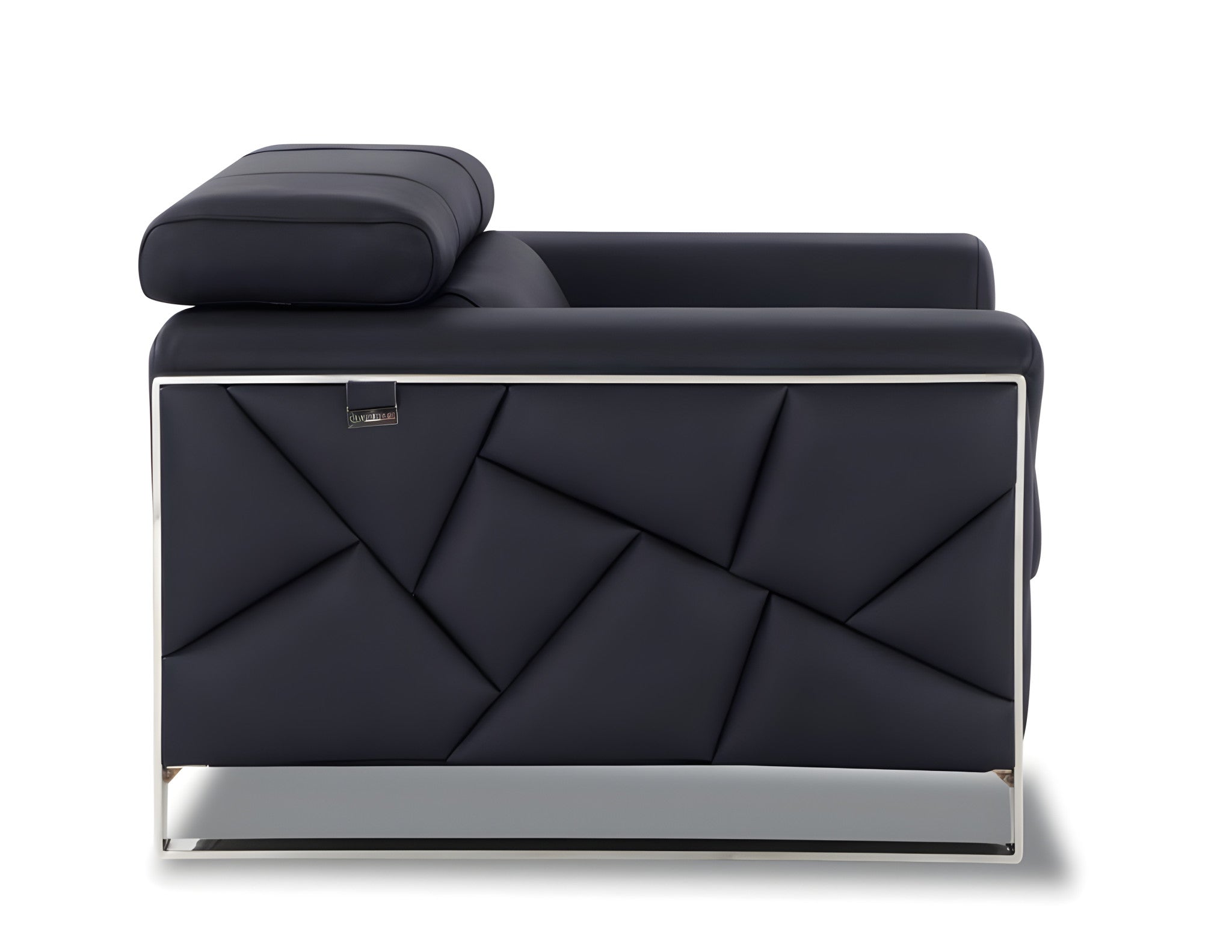 89" Black Italian Leather Sofa With Silver Legs-4