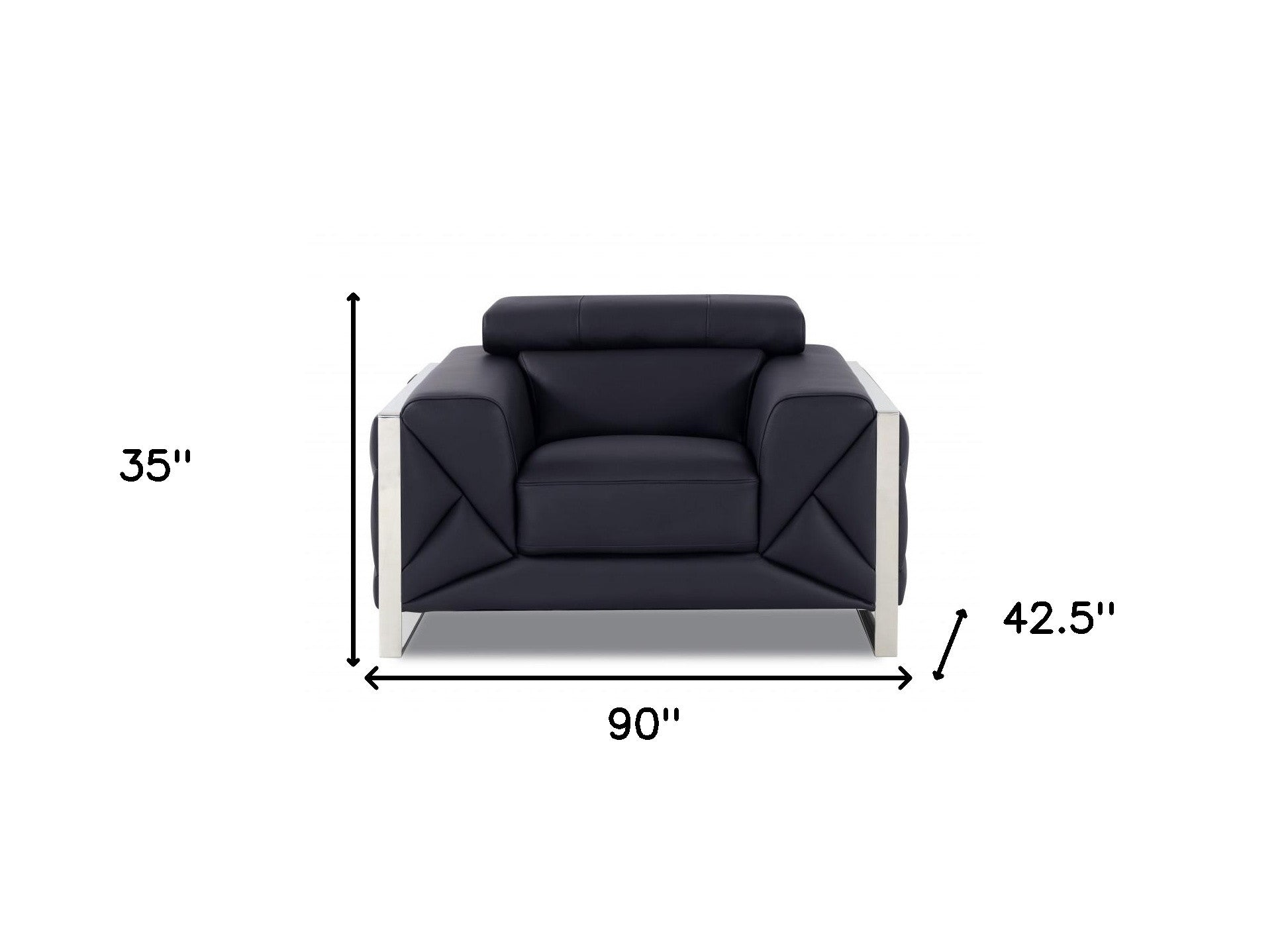 Three Piece Indoor Black Italian Leather Six Person Seating Set-Seating Sets-DECOROLALA
