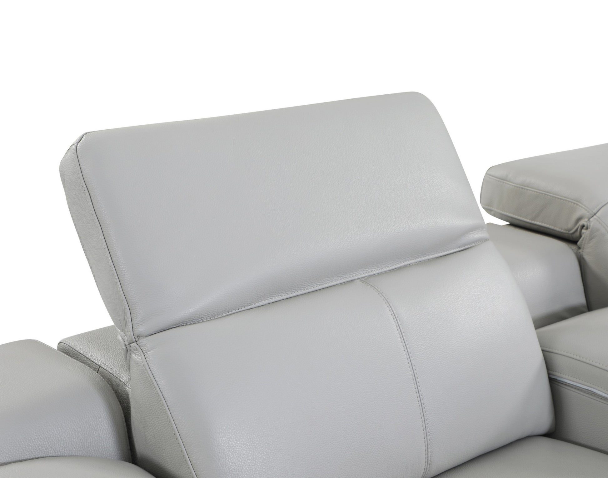 Light Gray Italian Leather Power Reclining U Shaped Eight Piece Corner Sectional With Console-Sectionals-DECOROLALA