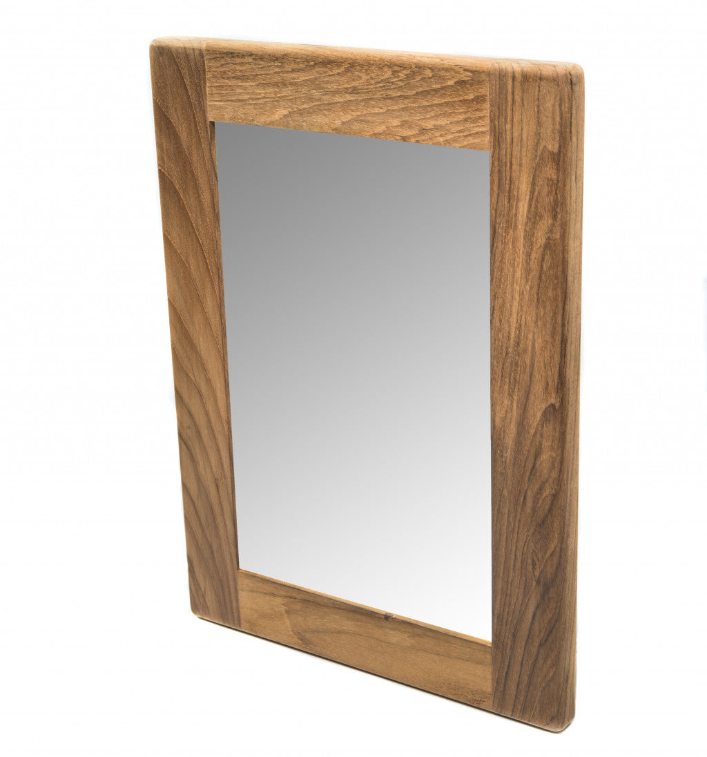 15" Brown Solid Wood Framed Accent Mirror-Mirrors-DECOROLALA