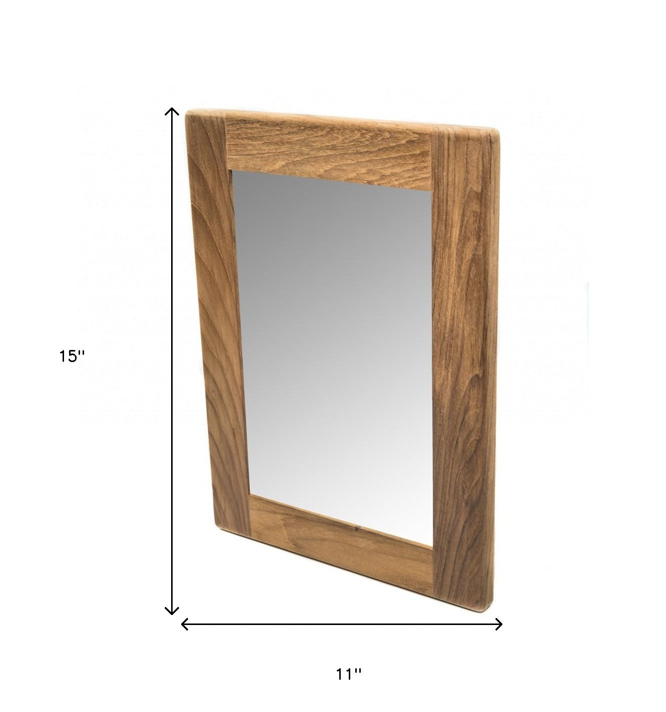 15" Brown Solid Wood Framed Accent Mirror-Mirrors-DECOROLALA