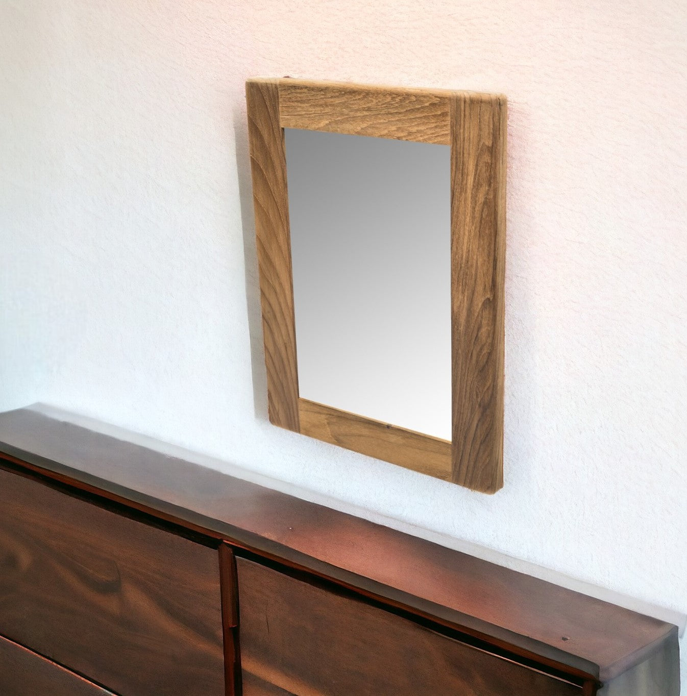 15" Brown Solid Wood Framed Accent Mirror-Mirrors-DECOROLALA