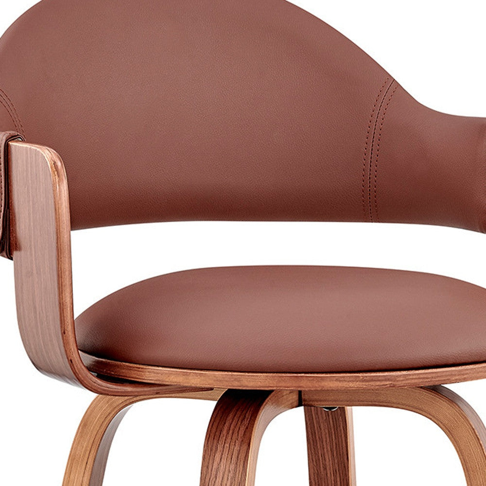 30" Brown Swivel Low Back Bar Height Bar Chair-6
