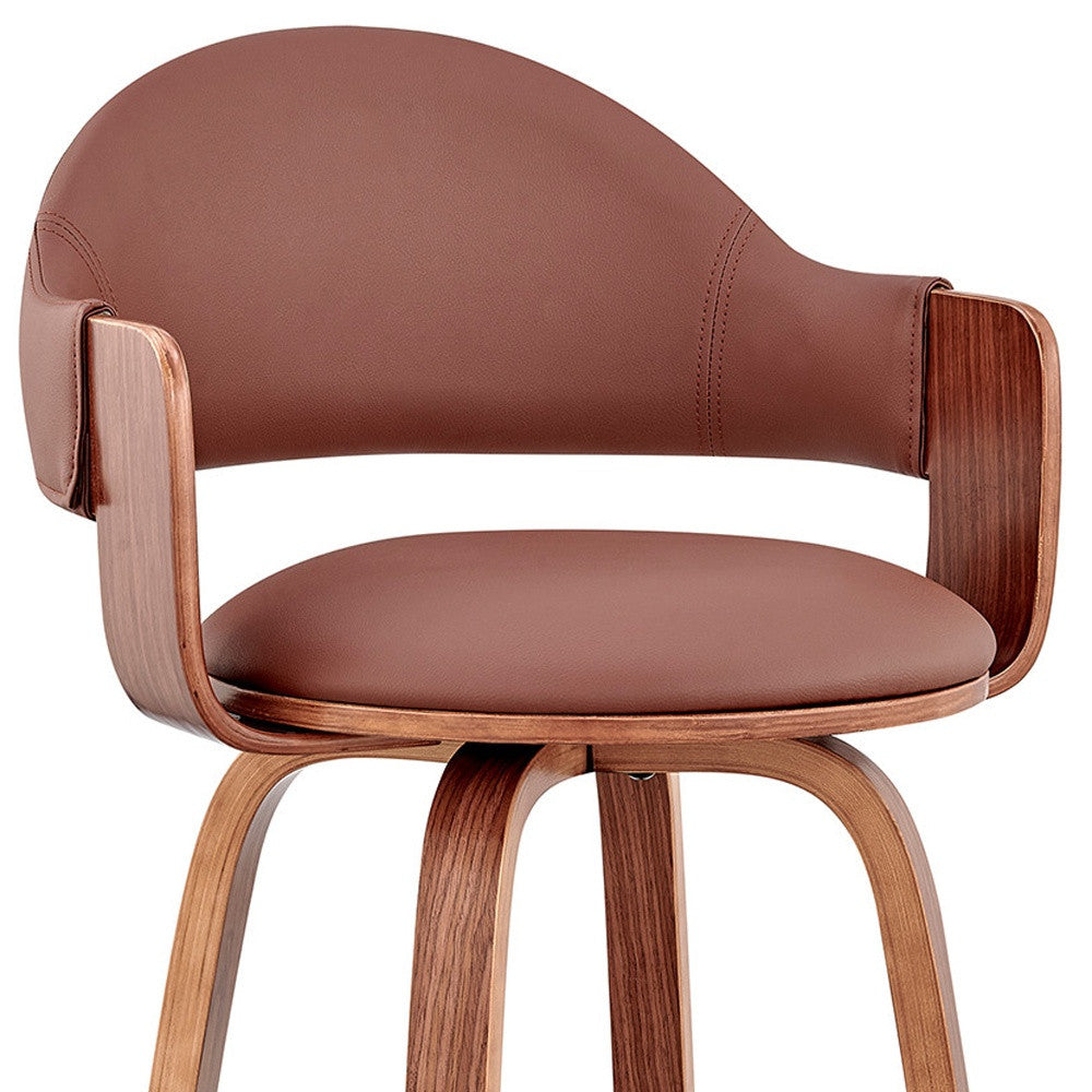 30" Brown Swivel Low Back Bar Height Bar Chair-7