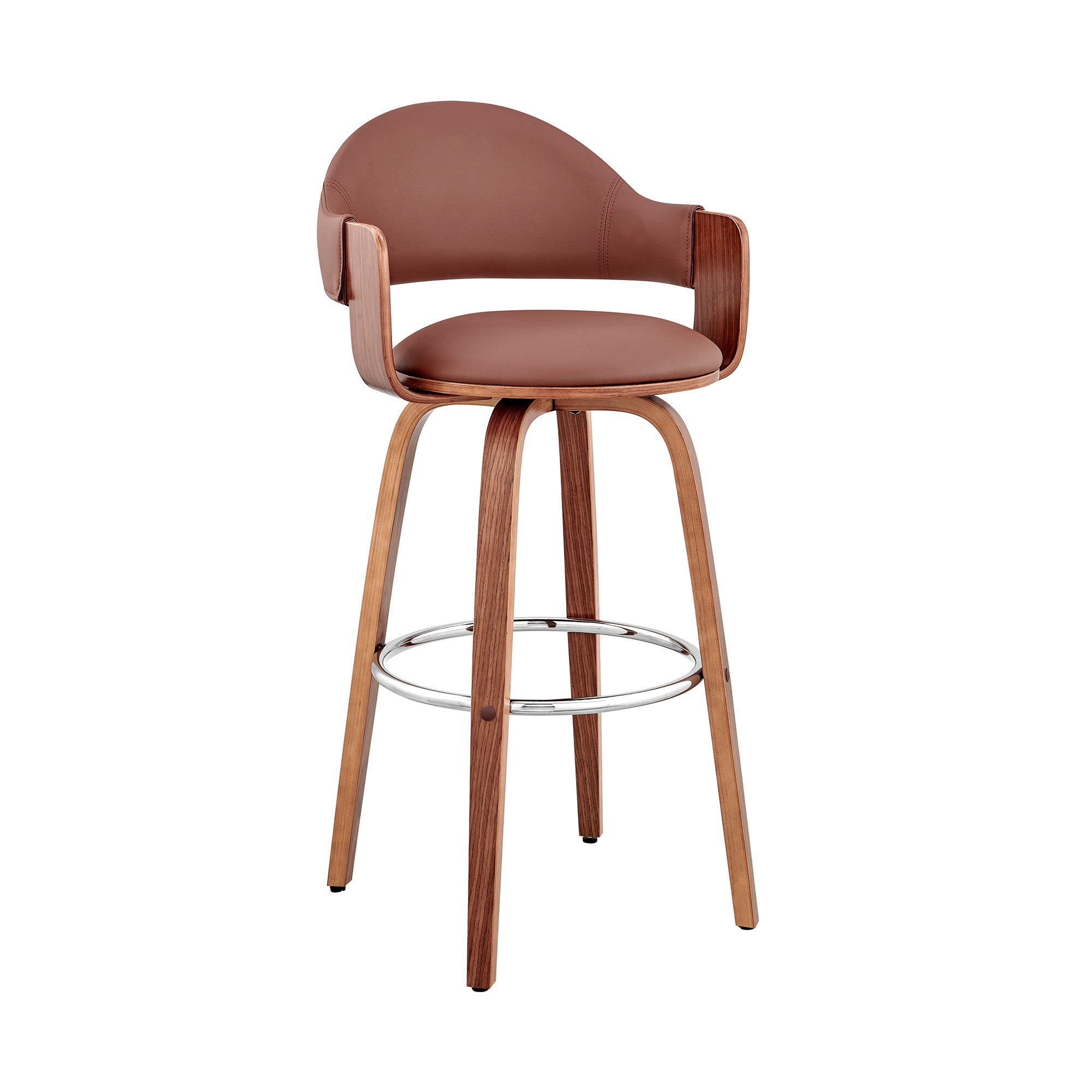 30" Brown Swivel Low Back Bar Height Bar Chair-0