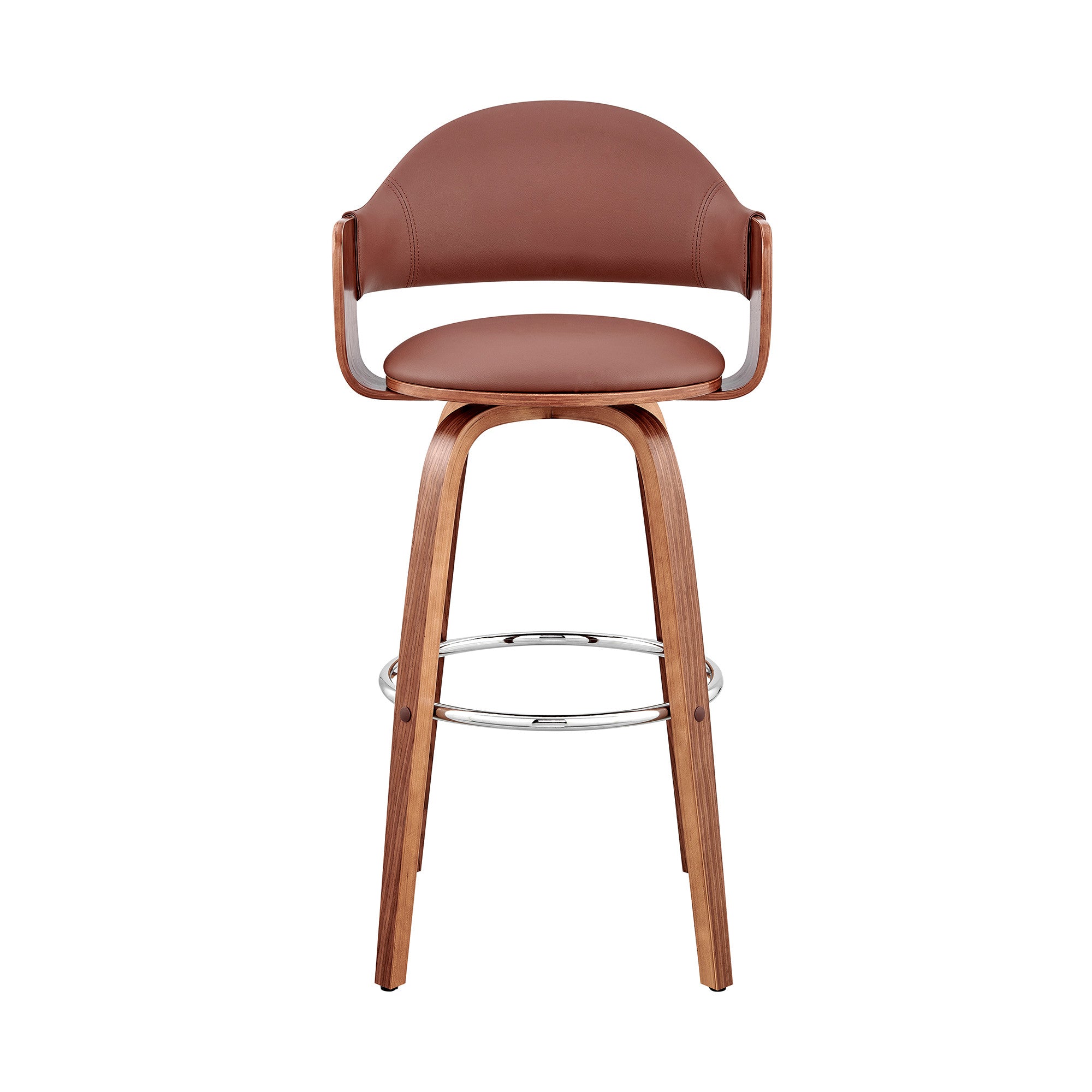 30" Brown Swivel Low Back Bar Height Bar Chair-1