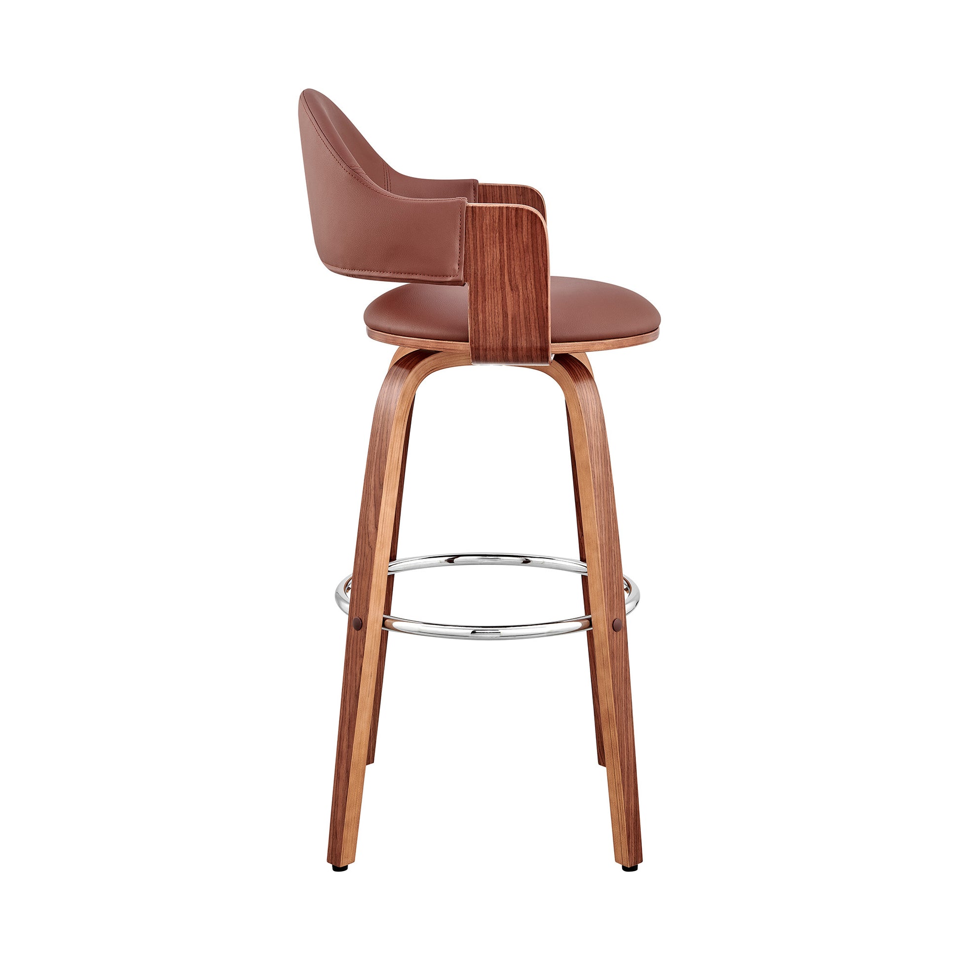 30" Brown Swivel Low Back Bar Height Bar Chair-2