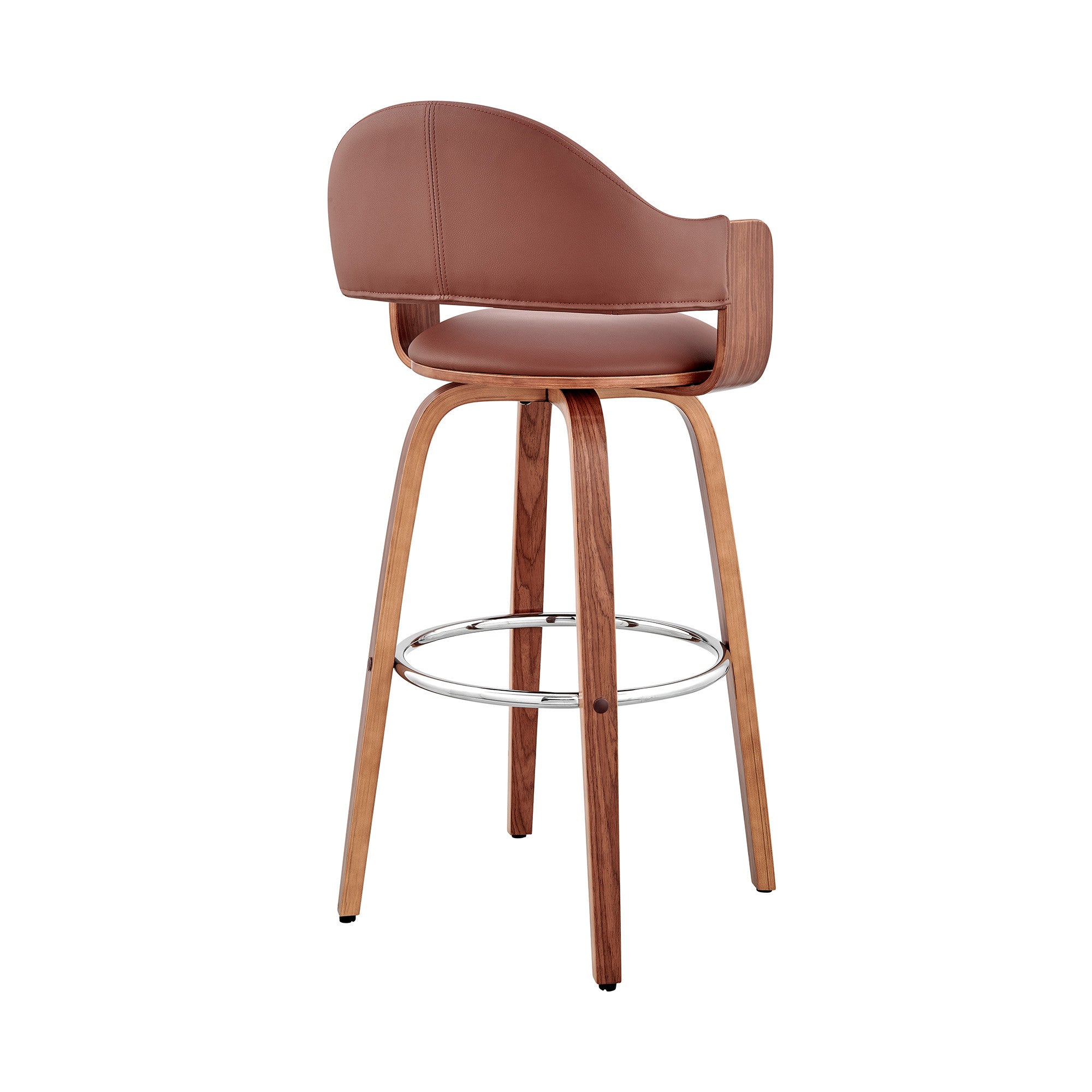 30" Brown Swivel Low Back Bar Height Bar Chair-3