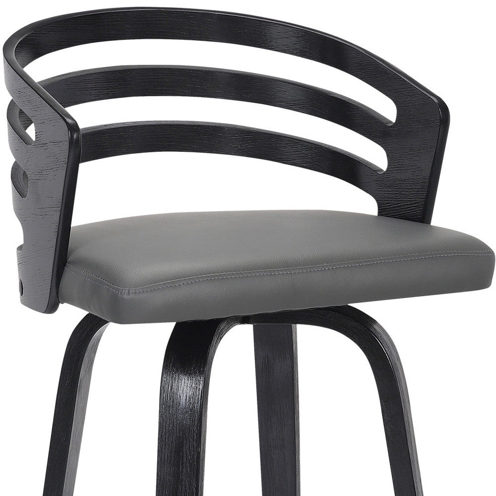 30" Gray And Black Iron Swivel Low Back Bar Height Bar Chair-8