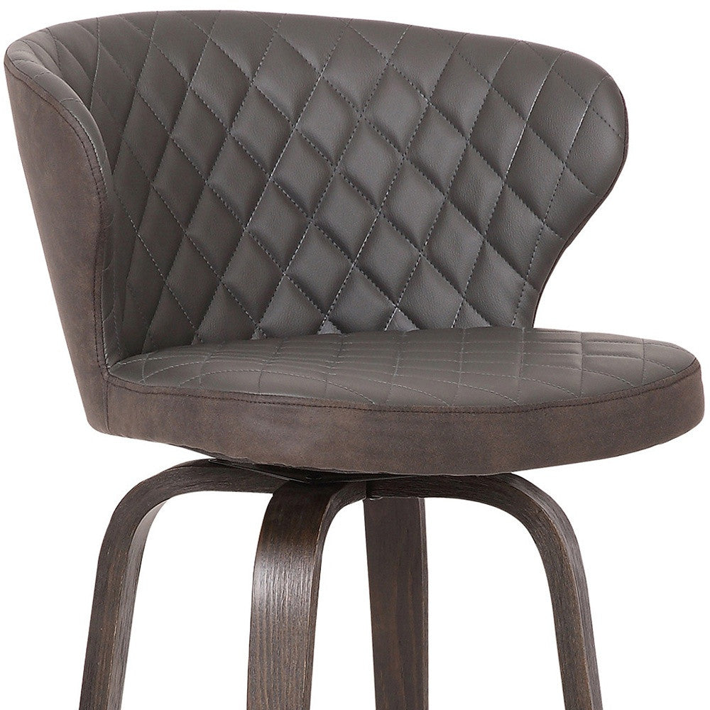 26" Brown Faux Leather And Iron Swivel Low Back Counter Height Bar Chair-7