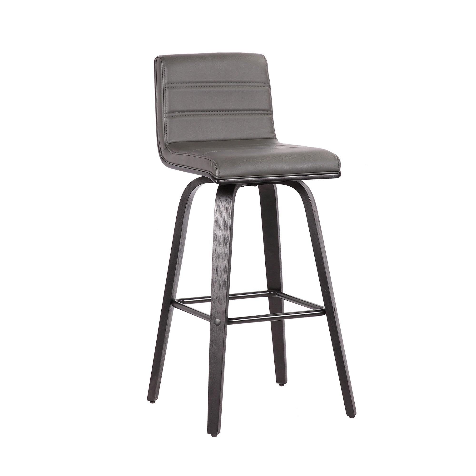 30" Gray And Black Iron Swivel Low Back Bar Height Bar Chair-1