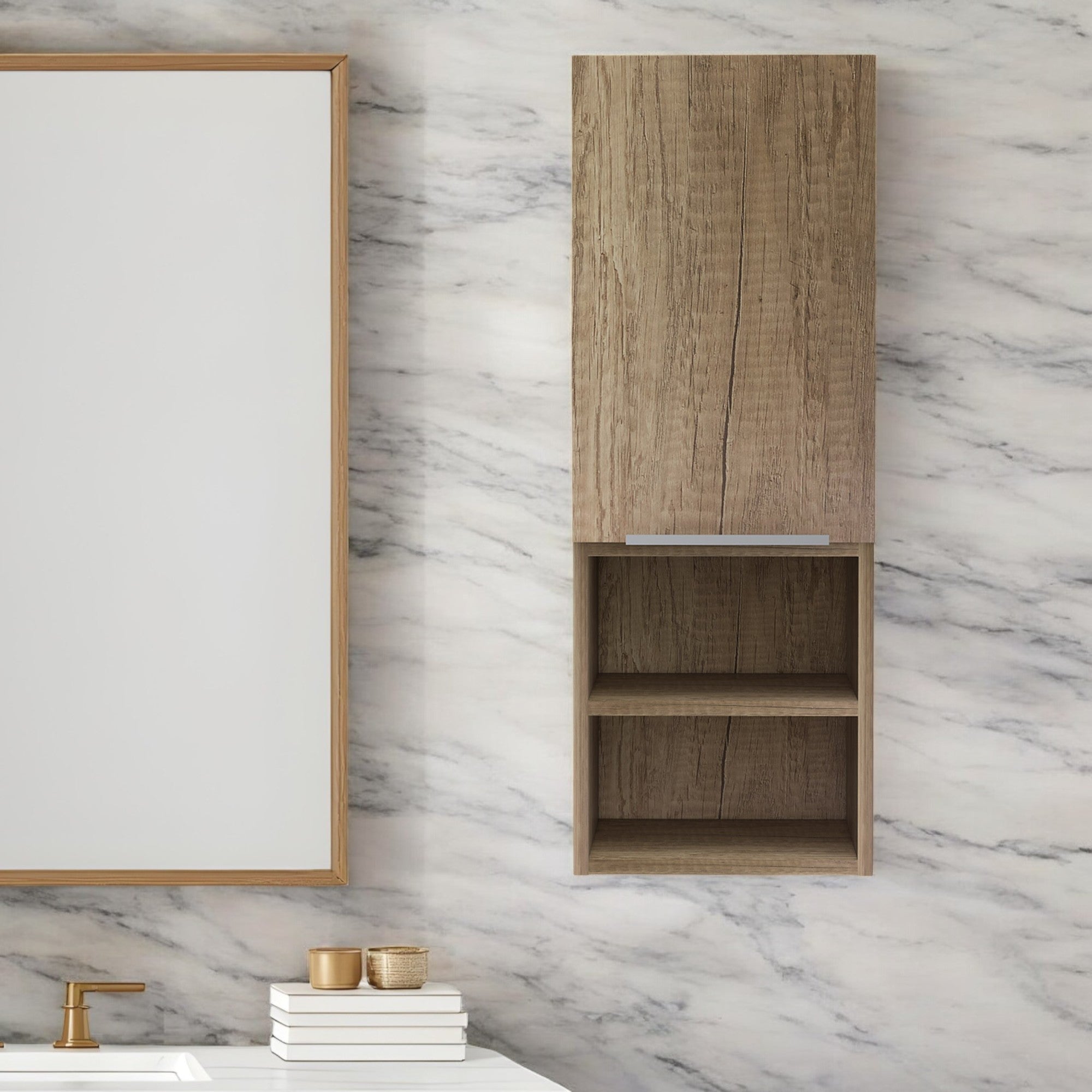 12" Wood Brown Standard Accent Cabinet With Four Shelves-0