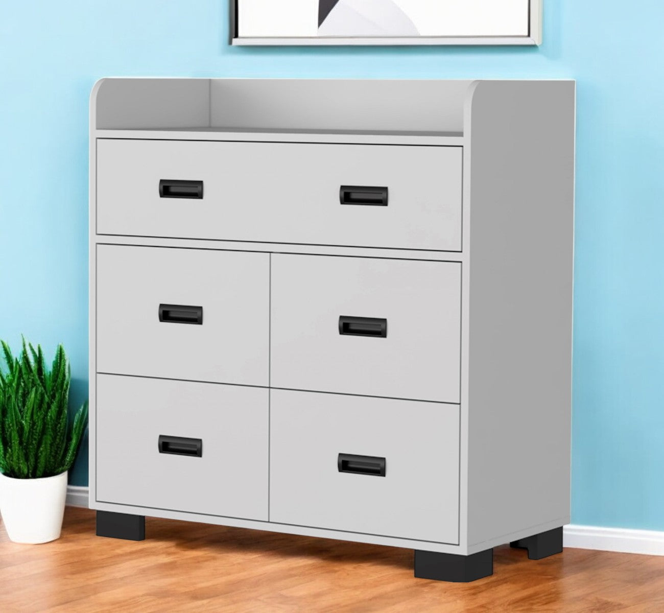 33" White Five Drawer Dresser-Dressers-DECOROLALA