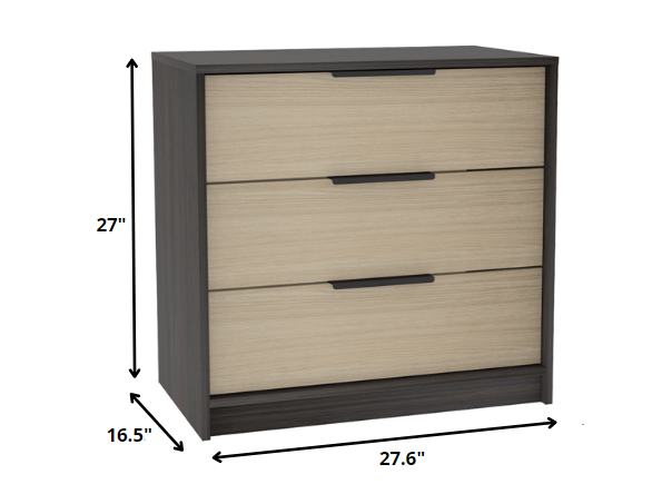 28" Brown And Black Three Drawer Dresser-Dressers-DECOROLALA