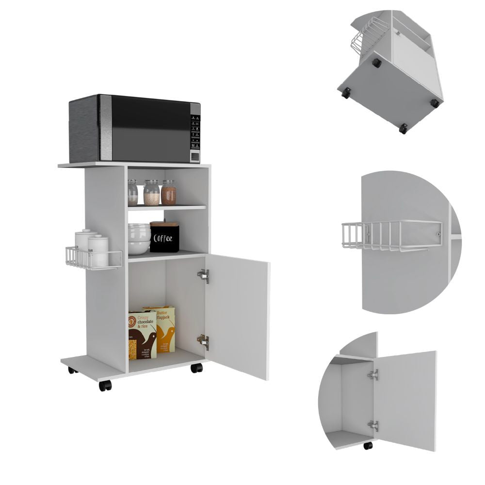 White 24" Rolling Kitchen Cart With Storage-Kitchen Carts-Islands-DECOROLALA