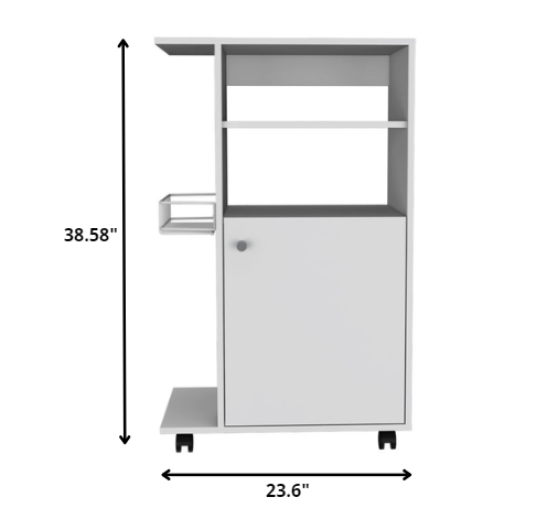 White 24" Rolling Kitchen Cart With Storage-Kitchen Carts-Islands-DECOROLALA