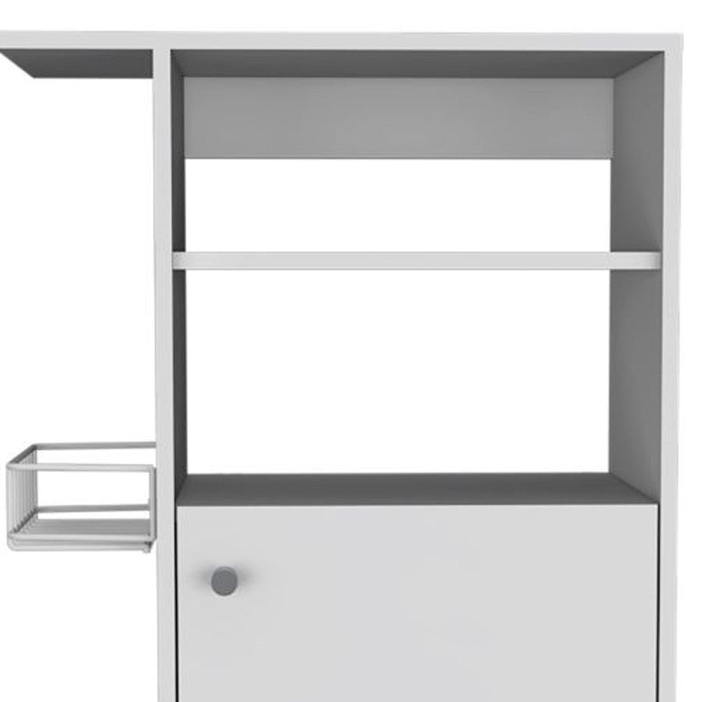 White 24" Rolling Kitchen Cart With Storage-Kitchen Carts-Islands-DECOROLALA