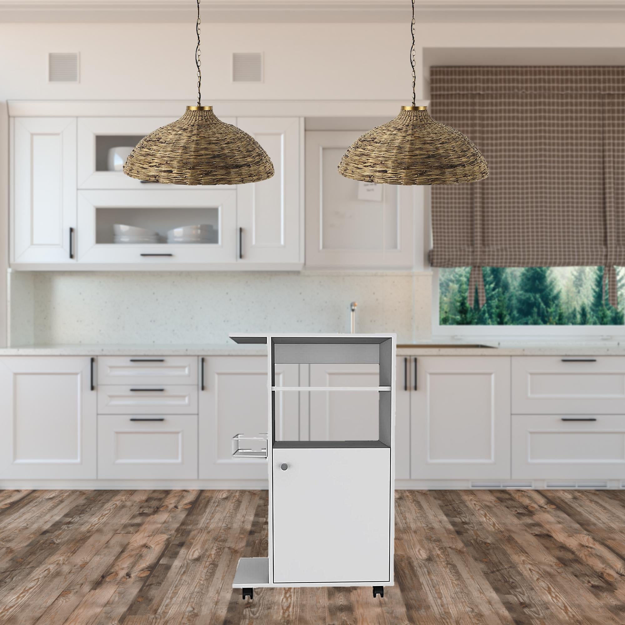 White 24" Rolling Kitchen Cart With Storage-Kitchen Carts-Islands-DECOROLALA