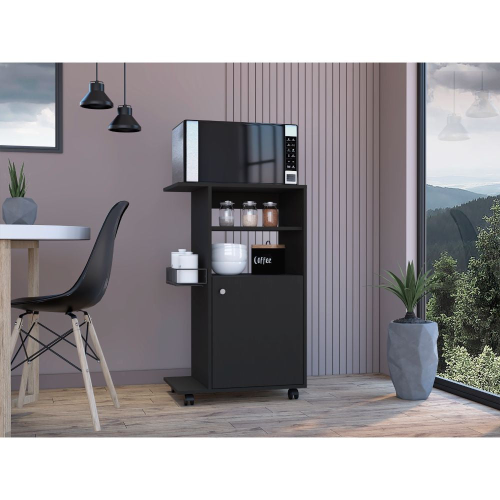 Black 24" Rolling Kitchen Cart With Storage-Kitchen Carts-Islands-DECOROLALA