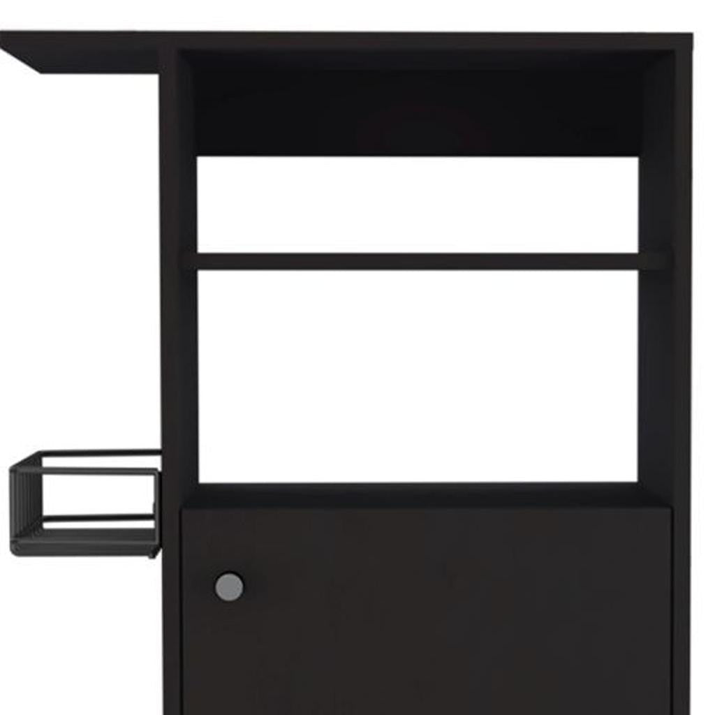 Black 24" Rolling Kitchen Cart With Storage-Kitchen Carts-Islands-DECOROLALA