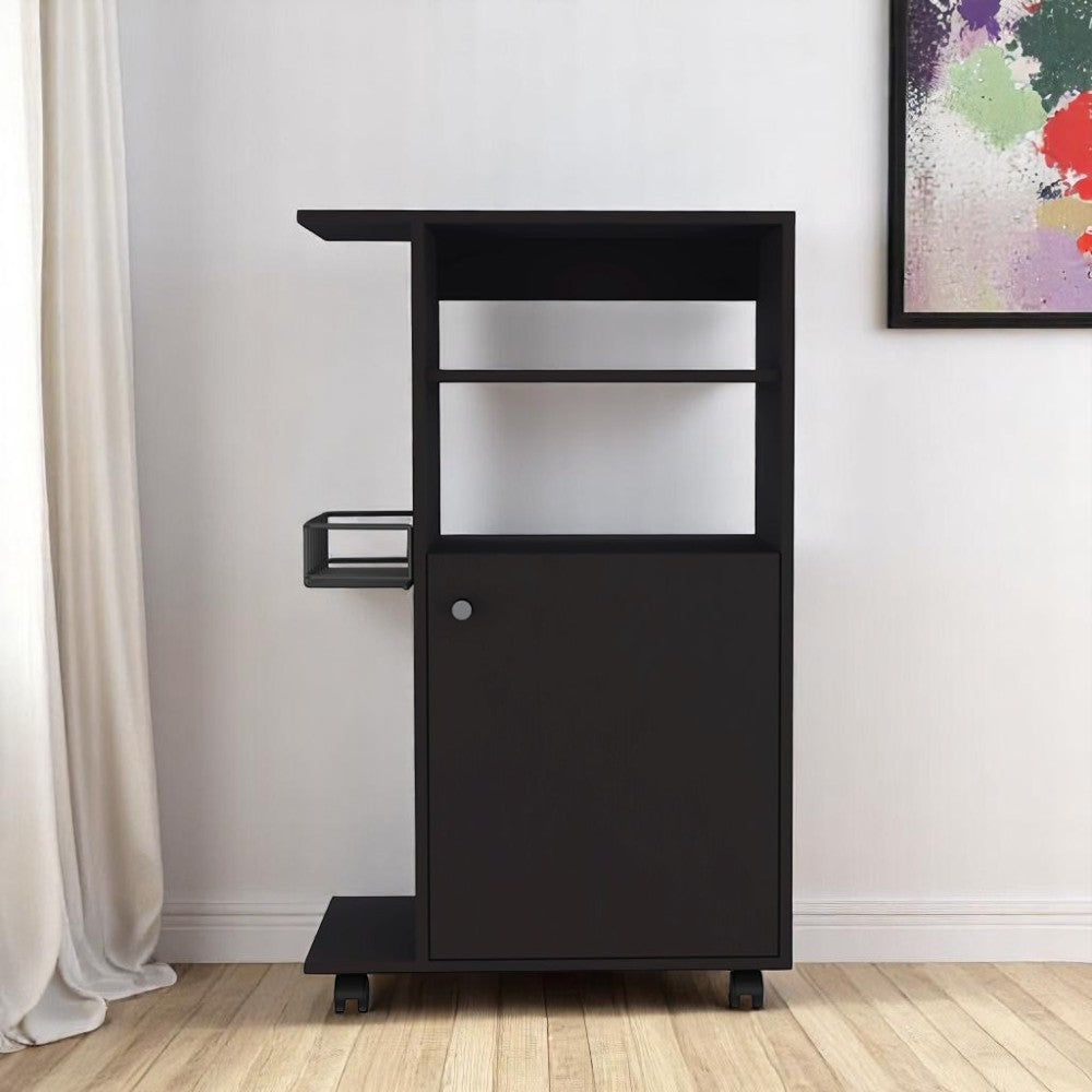 Black 24" Rolling Kitchen Cart With Storage-Kitchen Carts-Islands-DECOROLALA