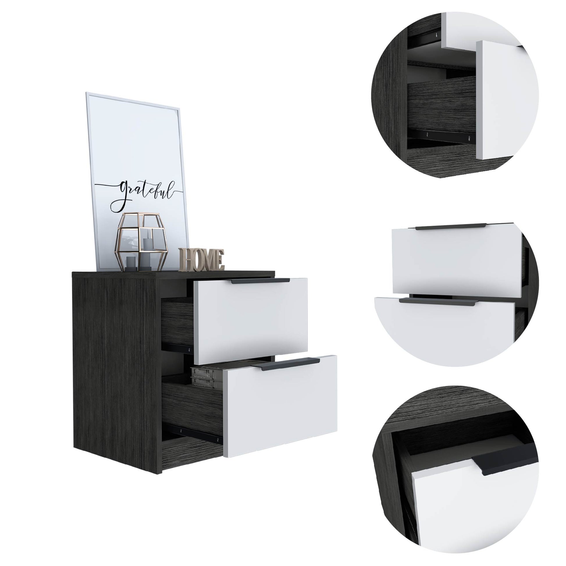 19" Wood Two Drawer Nightstand-2