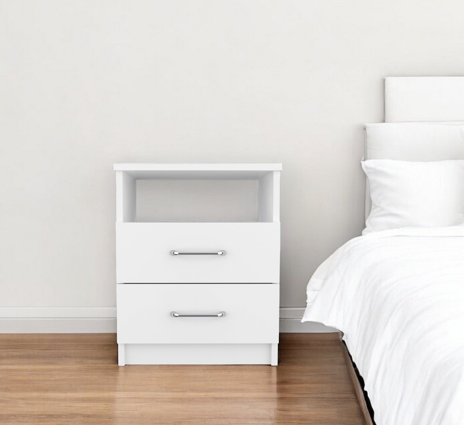 20" Wood Two Drawer Nightstand-Nightstands & Bedside Tables-DECOROLALA