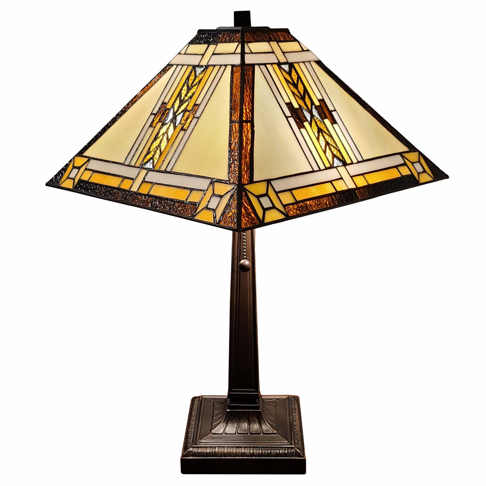 22" Dark Brown Metal Two Light Candlestick Table Lamp With Beige Shade-Table Lamps-DECOROLALA
