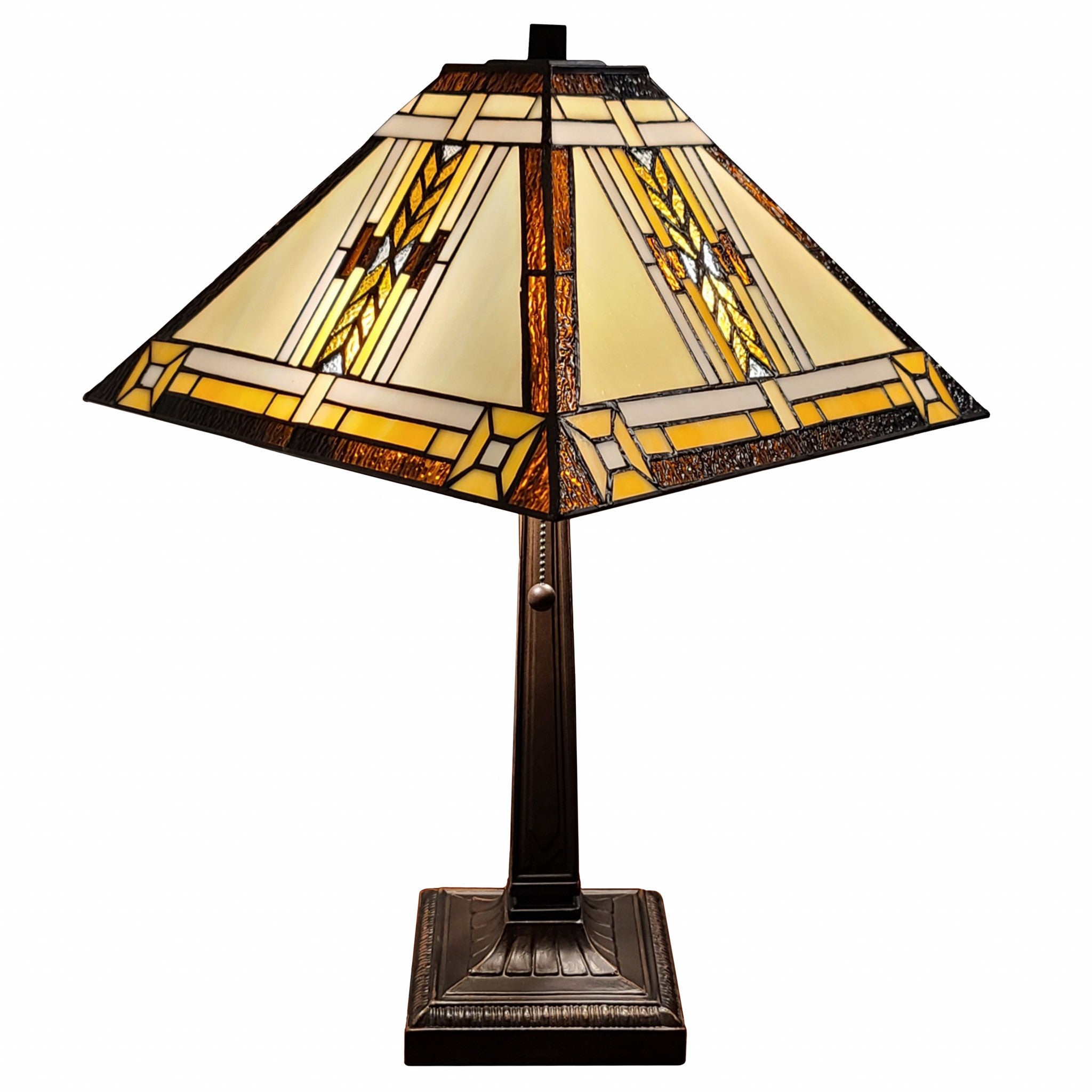 22" Dark Brown Metal Two Light Candlestick Table Lamp With Beige Shade-Table Lamps-DECOROLALA