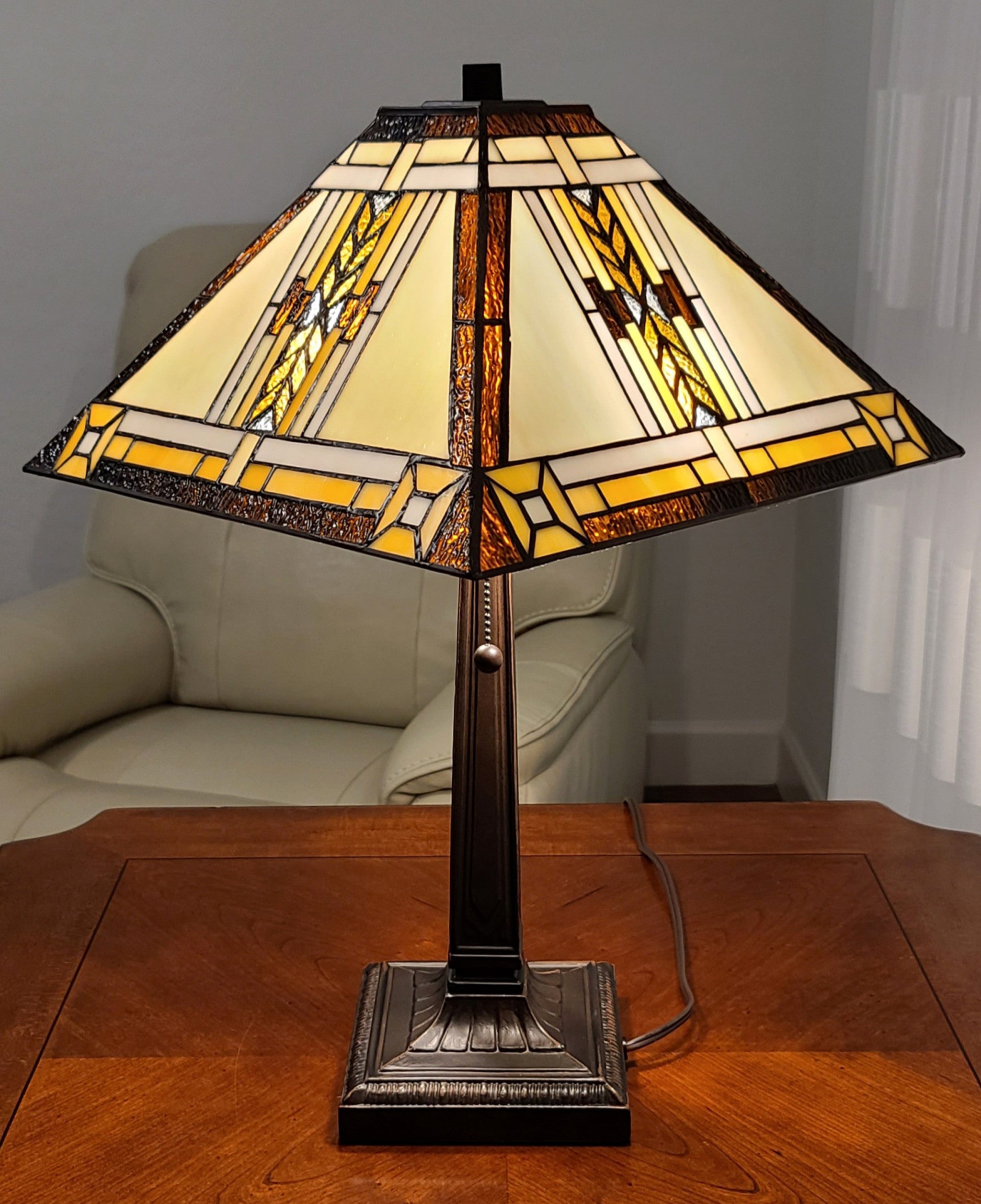 22" Dark Brown Metal Two Light Candlestick Table Lamp With Beige Shade-Table Lamps-DECOROLALA