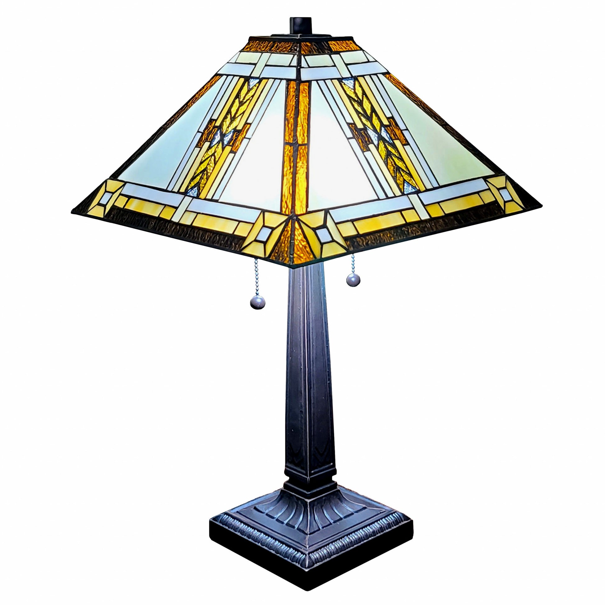 22" Dark Brown Metal Two Light Candlestick Table Lamp With Beige Shade-Table Lamps-DECOROLALA