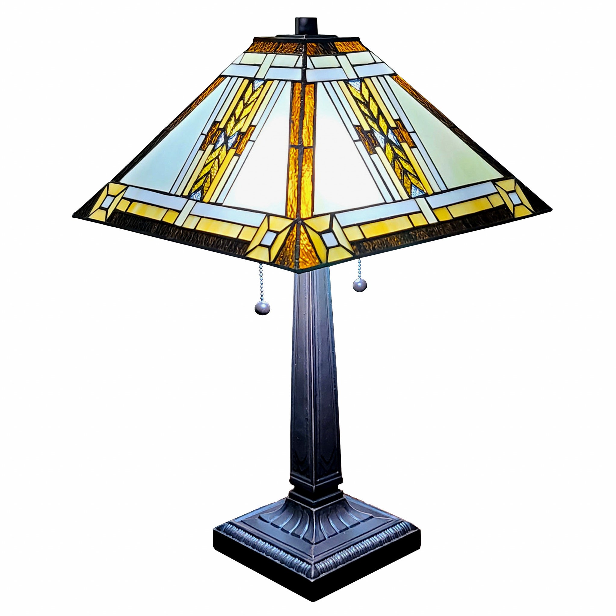 22" Dark Brown Metal Two Light Candlestick Table Lamp With Beige Shade-Table Lamps-DECOROLALA