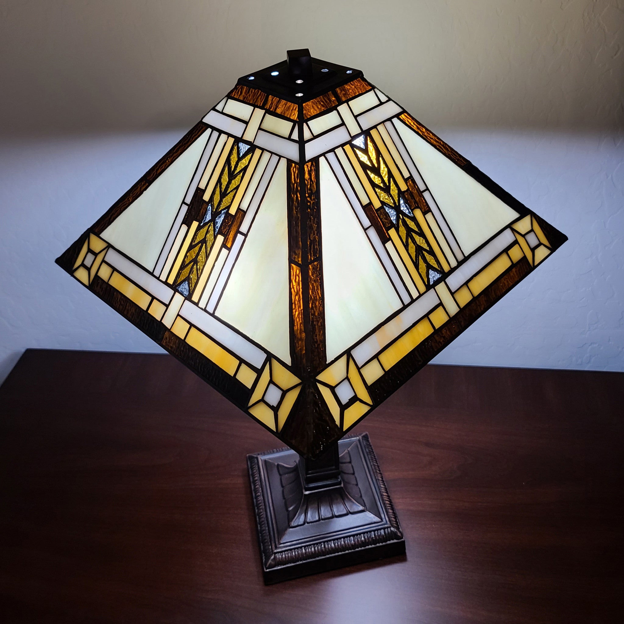 22" Dark Brown Metal Two Light Candlestick Table Lamp With Beige Shade-Table Lamps-DECOROLALA