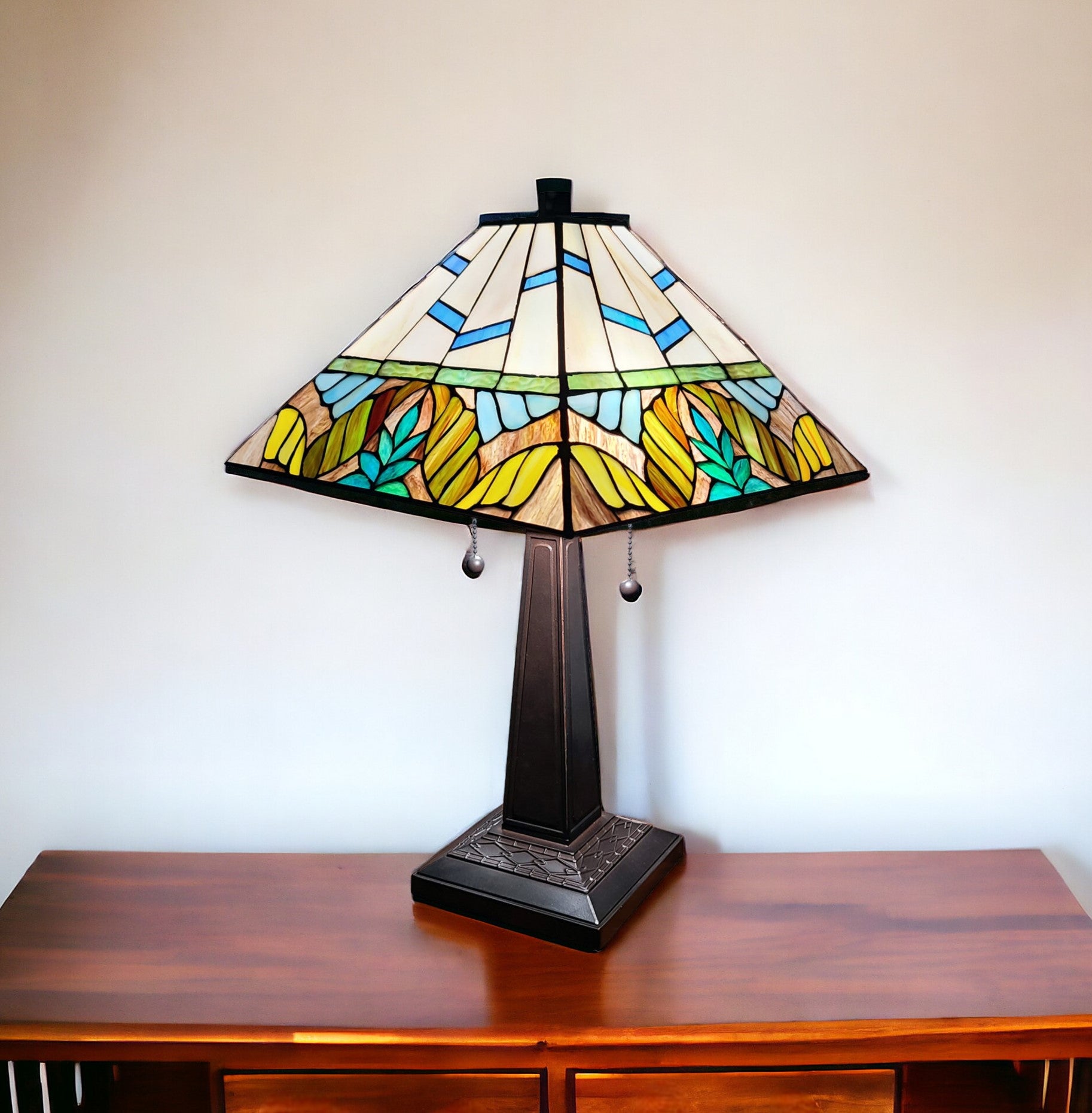 22" Dark Brown Metal Two Light Candlestick Table Lamp With White Shade-Table Lamps-DECOROLALA