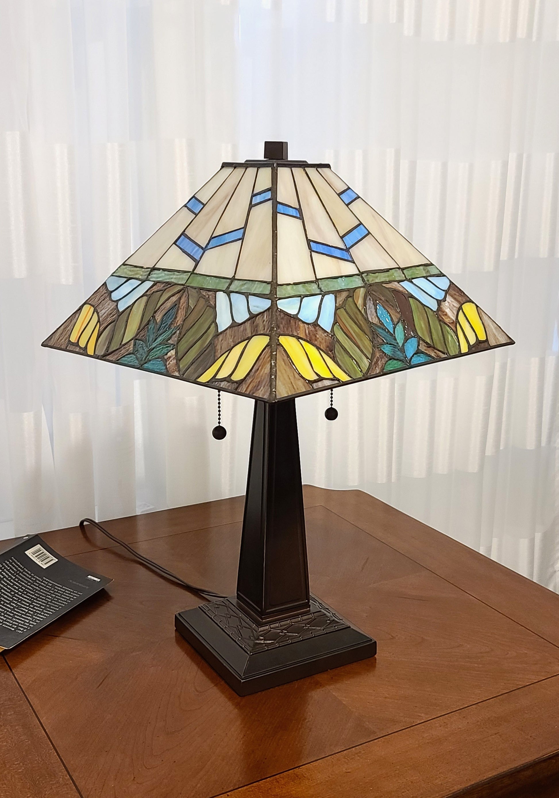 22" Dark Brown Metal Two Light Candlestick Table Lamp With White Shade-Table Lamps-DECOROLALA