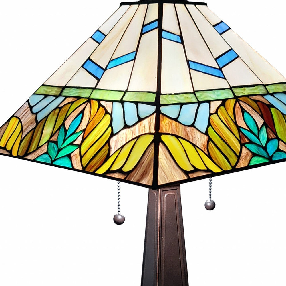 22" Dark Brown Metal Two Light Candlestick Table Lamp With White Shade-Table Lamps-DECOROLALA