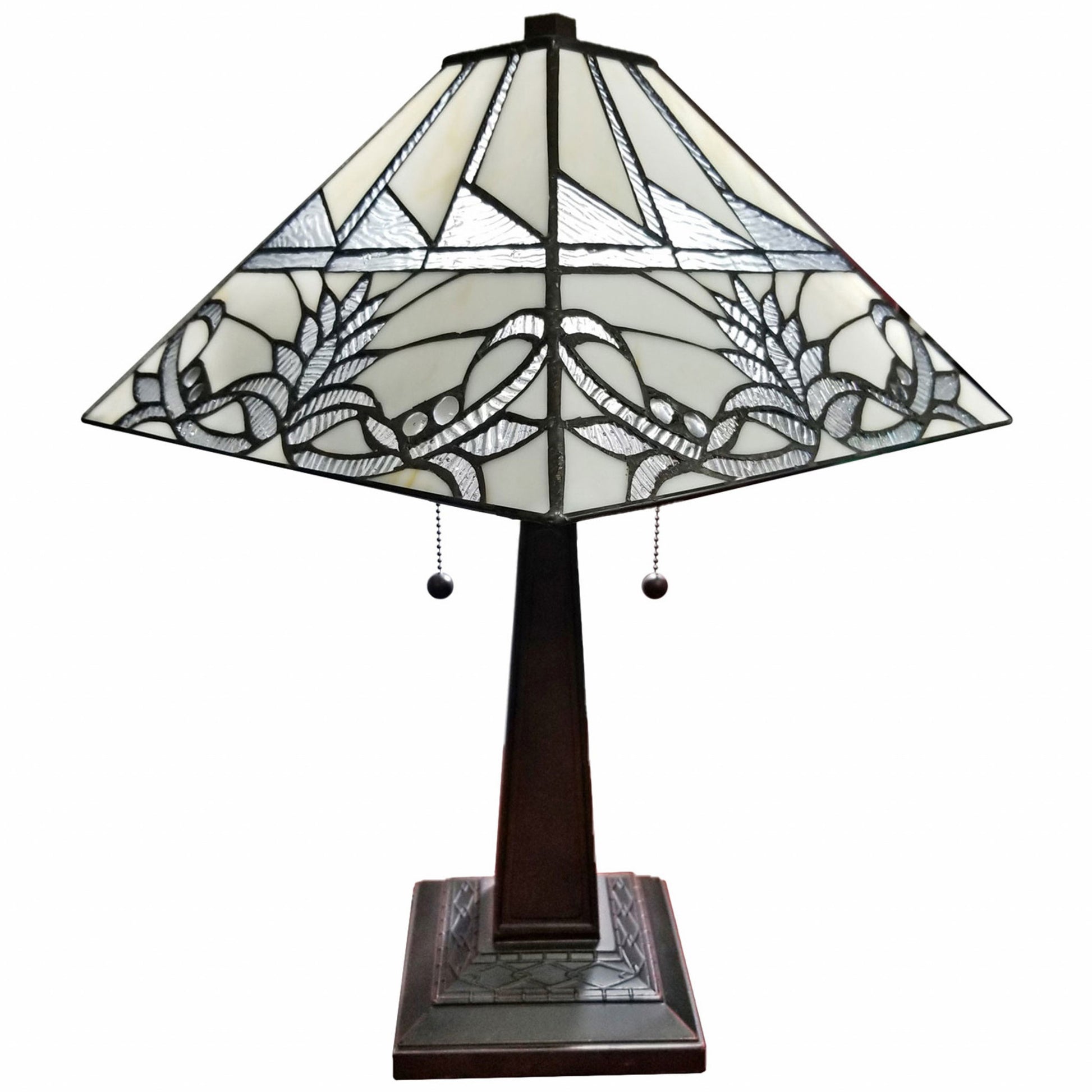 22" Dark Brown Metal Two Light Candlestick Table Lamp With White Empire Shade-Table Lamps-DECOROLALA