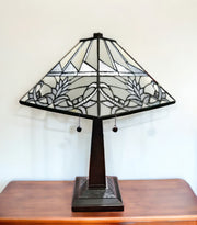22" Dark Brown Metal Two Light Candlestick Table Lamp With White Empire Shade-Table Lamps-DECOROLALA