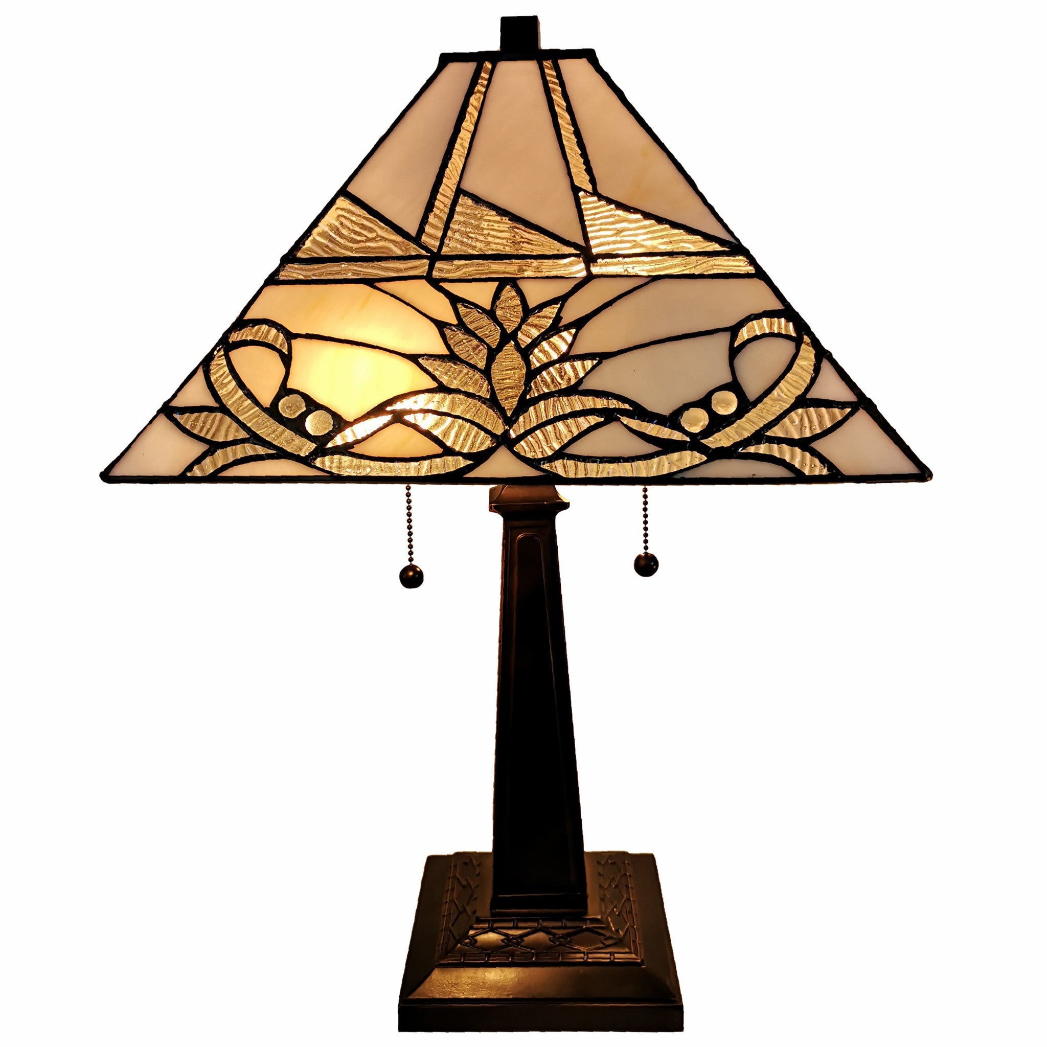 22" Dark Brown Metal Two Light Candlestick Table Lamp With White Empire Shade-Table Lamps-DECOROLALA