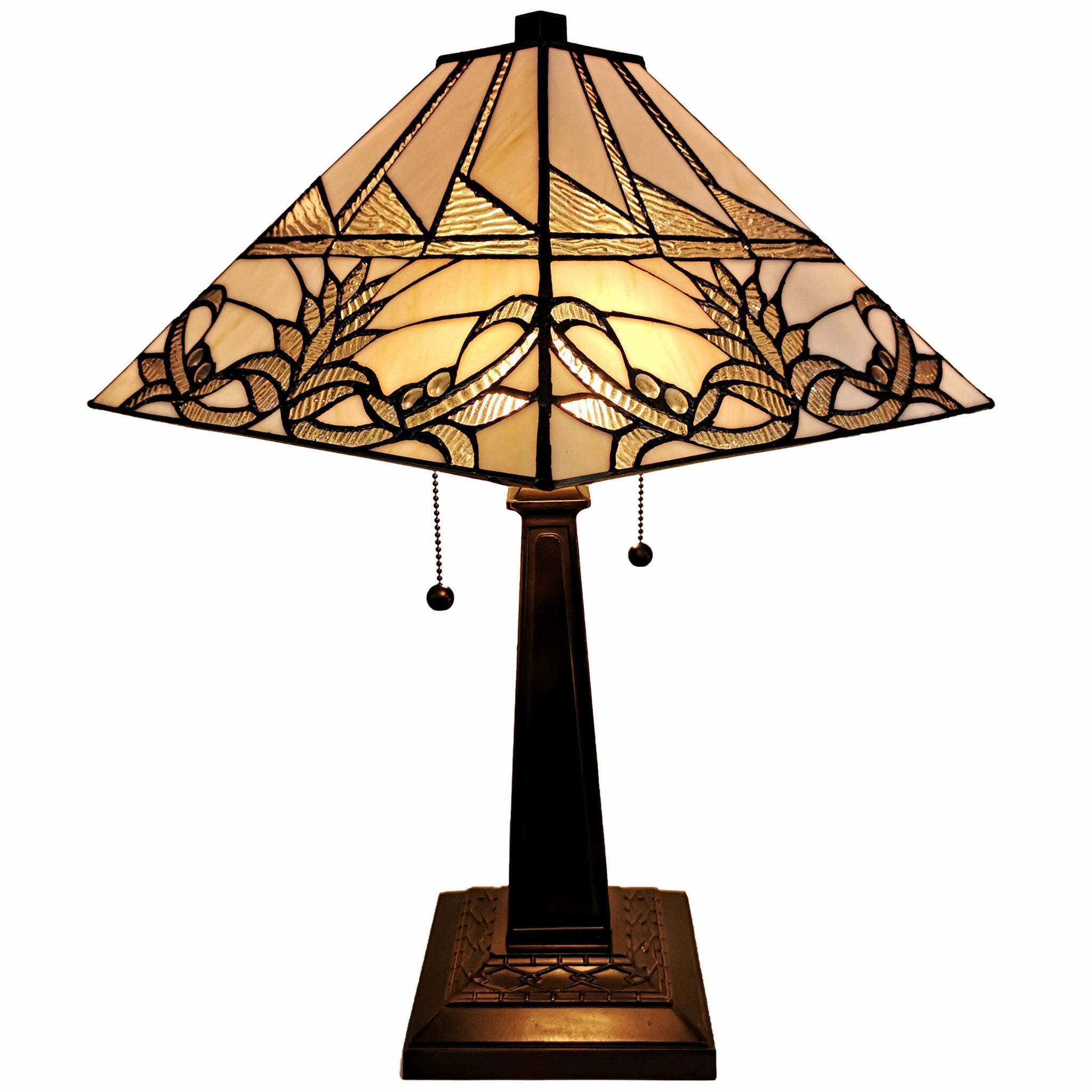 22" Dark Brown Metal Two Light Candlestick Table Lamp With White Empire Shade-Table Lamps-DECOROLALA