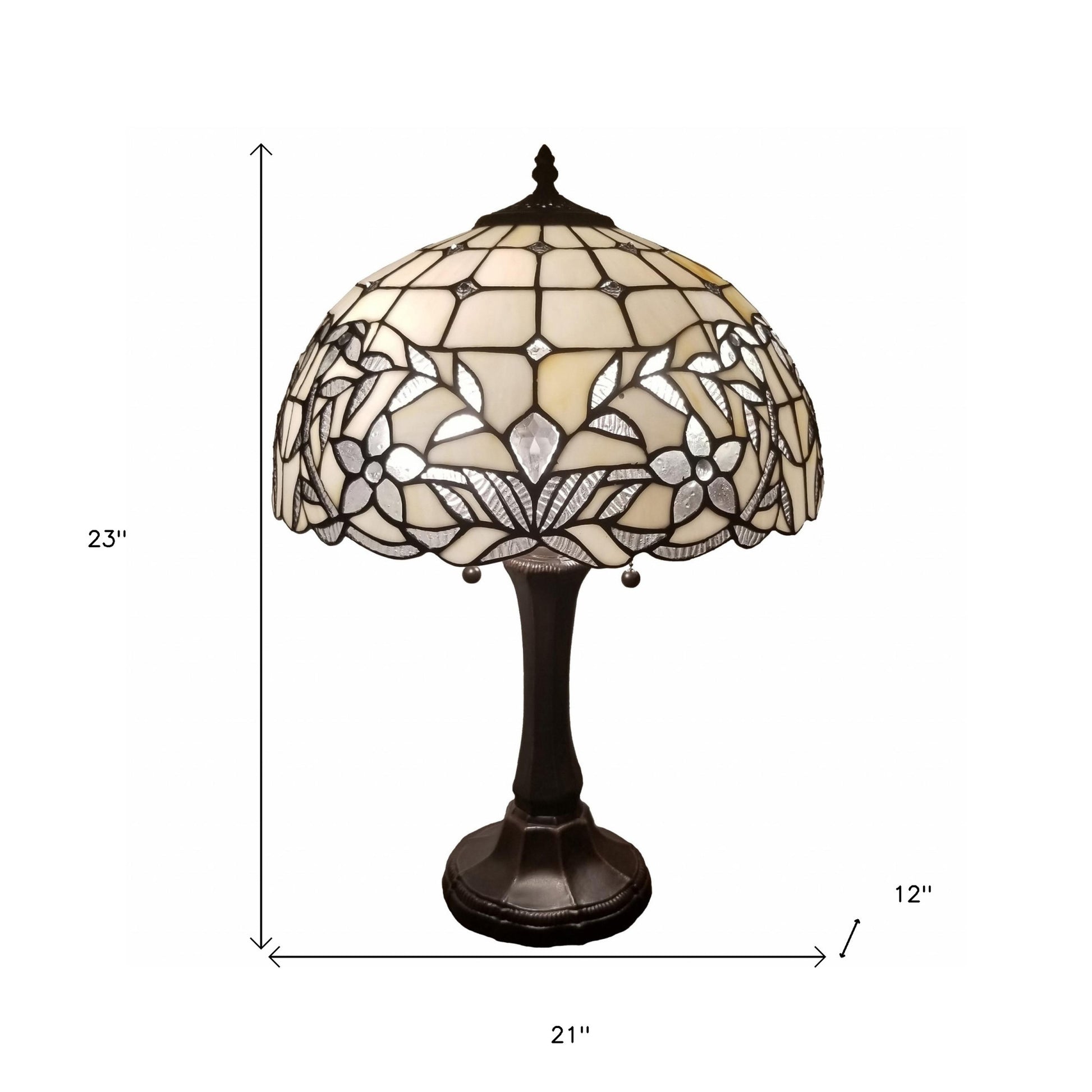 23" Dark Brown Metal Two Light Candlestick Table Lamp With White Shade-Table Lamps-DECOROLALA