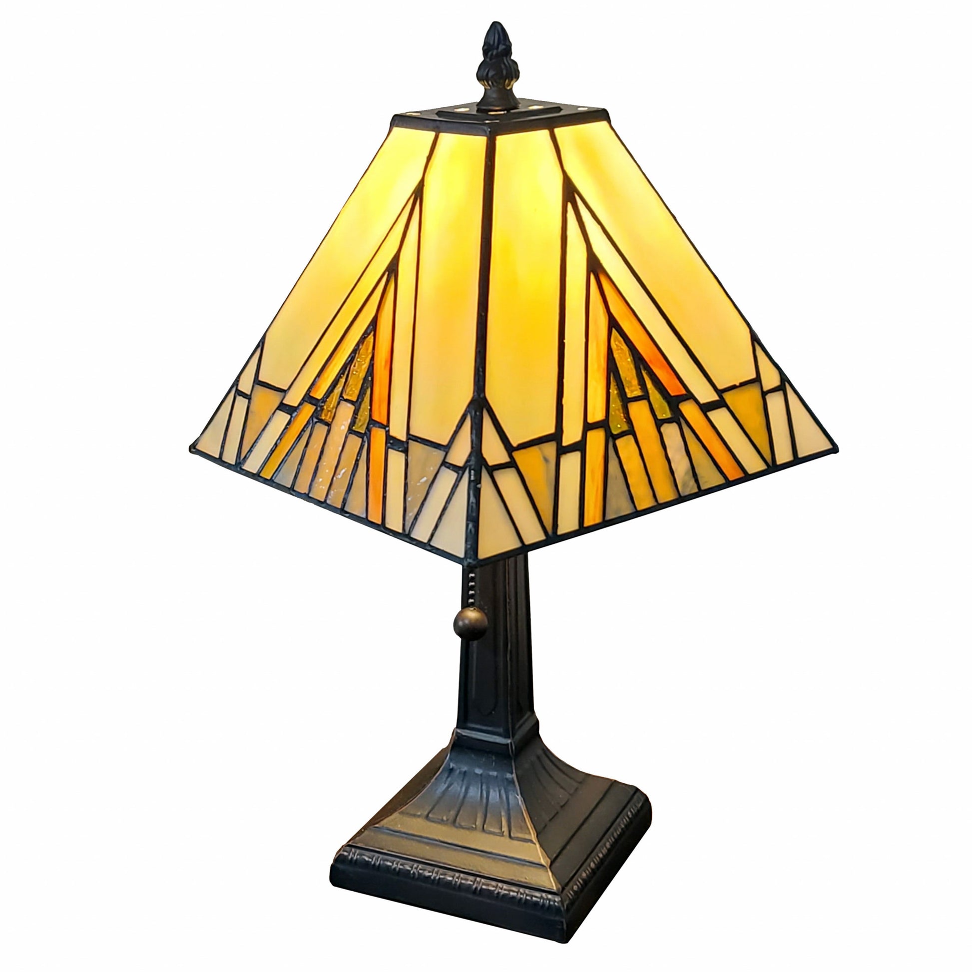 15" Dark Brown Metal Candlestick Table Lamp With Beige Shade-Table Lamps-DECOROLALA