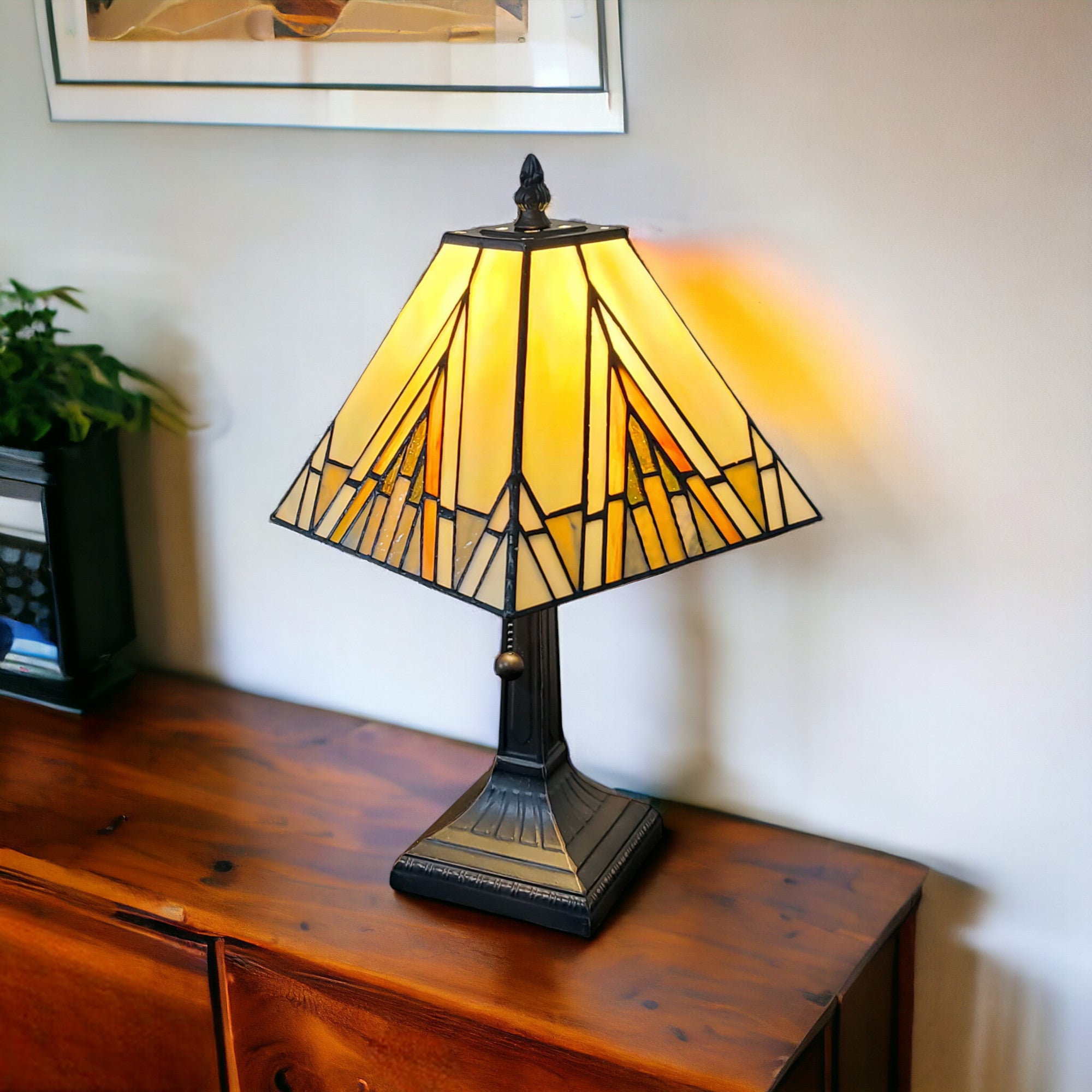 15" Dark Brown Metal Candlestick Table Lamp With Beige Shade-Table Lamps-DECOROLALA