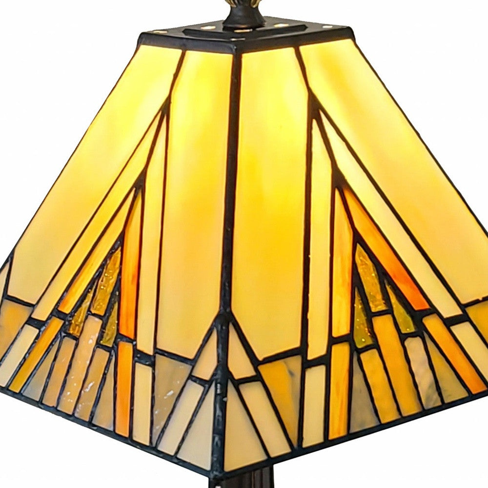 15" Dark Brown Metal Candlestick Table Lamp With Beige Shade-Table Lamps-DECOROLALA