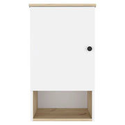 16" Light Oak And White Wall Mounted Cabinet With Three Shelves-0