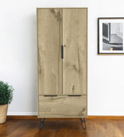 74" Oak Wood Two Door Single Drawer Combo Dresser-0